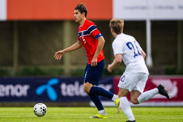 260608 Eivind Helland of Norway during the under 21 international friendly football match between Norway and Finland on June 8, 2026 in Moss Photo Marius Simensen BILDBYRAN COP 238 bbeng finland football fotball fotboll international friendly norway privatlandskamp soccer träningslandskamp u21 under 21  Copyright: MARIUSxSIMENSEN BB260608BB146