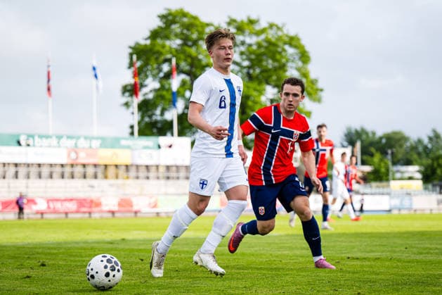 260608 Matias Siltanen of Finland during the under 21 international friendly football match between Norway and Finland on June 8, 2026 in Moss Photo Marius Simensen BILDBYRAN COP 238 bbeng finland football fotball fotboll international friendly norway privatlandskamp soccer träningslandskamp u21 under 21  Copyright: MARIUSxSIMENSEN BB260608BB150