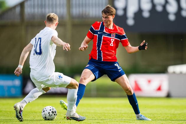 260608 Jens Hjerto Dahl of Norway during the under 21 international friendly football match between Norway and Finland on June 8, 2026 in Moss Photo Marius Simensen BILDBYRAN COP 238 bbeng finland football fotball fotboll international friendly norway privatlandskamp soccer träningslandskamp u21 under 21  Copyright: MARIUSxSIMENSEN BB260608BB153