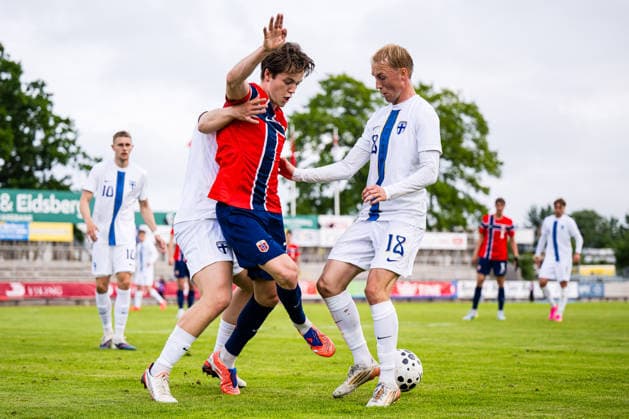 260608 Sverre Nypan of Norway during the under 21 international friendly football match between Norway and Finland on June 8, 2026 in Moss Photo Marius Simensen BILDBYRAN COP 238 bbeng finland football fotball fotboll international friendly norway privatlandskamp soccer träningslandskamp u21 under 21  Copyright: MARIUSxSIMENSEN BB260608BB157