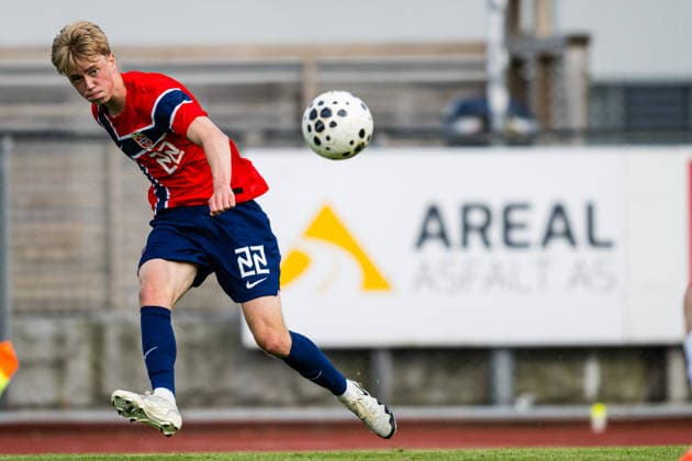 260608 Niklas Fuglestad of Norway during the under 21 international friendly football match between Norway and Finland on June 8, 2026 in Moss Photo Marius Simensen BILDBYRAN COP 238 bbeng finland football fotball fotboll international friendly norway privatlandskamp soccer träningslandskamp u21 under 21  Copyright: MARIUSxSIMENSEN BB260608BB160