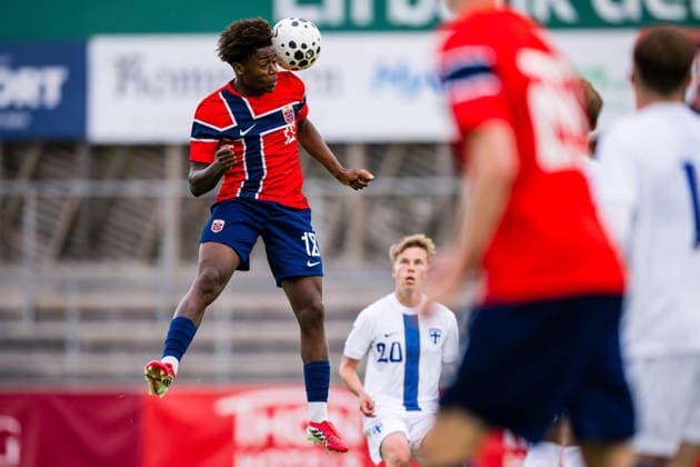260608 Tobias Saliou Moi Sen of Norway during the under 21 international friendly football match between Norway and Finland on June 8, 2026 in Moss Photo Marius Simensen BILDBYRAN COP 238 bbeng finland football fotball fotball international friendly norway privatlandskamp soccer träningslandskamp u21 under 21  Copyright: MARIUSxSIMENSEN BB260608BB173