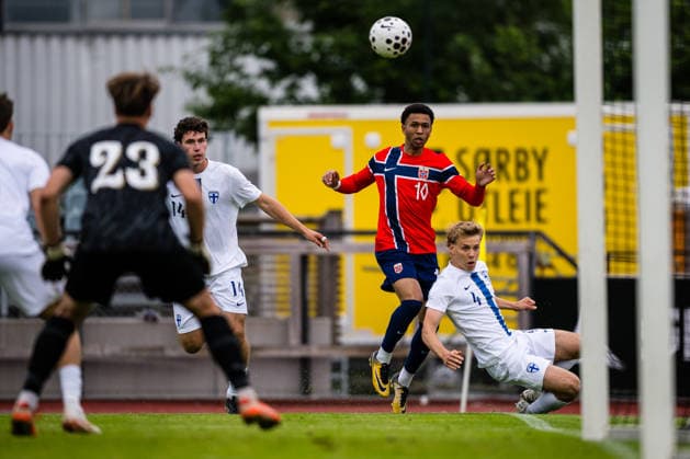 260608 Daniel Bassi of Norway during the under 21 international friendly football match between Norway and Finland on June 8, 2026 in Moss Photo Marius Simensen BILDBYRAN COP 238 bbeng finland football fotball fotboll international friendly norway privatlandskamp soccer träningslandskamp u21 under 21  Copyright: MARIUSxSIMENSEN BB260608BB180