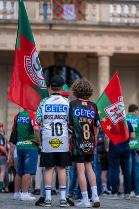 Germany HBL DAIKIN Handball Bundesliga 2025 2026, reception in the town hall and championship celebration of SC Magdeburg Alter Markt Magdeburg fans, mood, atmosphere, Alter Markt, city center Copyright: xTomxLauruschkatx