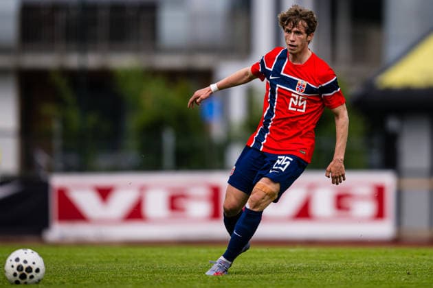 260608 Niklas Jensen Wassberg of Norway during the under 21 international friendly football match between Norway and Finland on June 8, 2026 in Moss Photo Marius Simensen BILDBYRAN COP 238 bbeng finland football fotball fotboll international friendly norway privatlandskamp soccer träningslandskamp u21 under 21  Copyright: MARIUSxSIMENSEN BB260608BB232