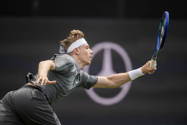 S-HERTOGENBOSCH, NETHERLANDS - JUNE 08: Denis Shapovalov of Canada returns with a forehand shot against Marin Cilic of Croatia during their ATP, Tennis Herren Singles First Round match at the LibÃ ma Open on June 8, 2026 at Autotron s-Hertogenbosch in s-Hertogenbosch, Netherlands. Credit: Andy Astfalck NurPhoto Netherlands Copyright: xAndyxAstfalckx
