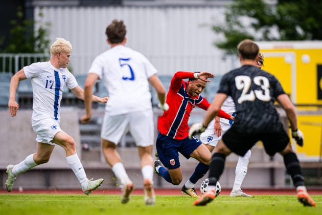 260608 Daniel Bassi of Norway during the under 21 international friendly football match between Norway and Finland on June 8, 2026 in Moss Photo Marius Simensen BILDBYRAN COP 238 bbeng finland football fotball fotboll international friendly norway privatlandskamp soccer träningslandskamp u21 under 21  Copyright: MARIUSxSIMENSEN BB260608BB247