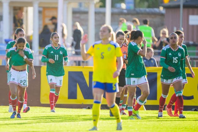 260608 Marcia Paola Garcia Ramirez of Mexico celebrates after 0 1 during the under 23 international friendly football match between Sweden and Mexico on June 8, 2026 in Kalmar Photo Suvad Mrkonjic BILDBYRAN COP 170 SM0470 fotboll football soccer fotball träningslandskamp international friendly sverige sweden mexico dam bbeng jubel sverige sweden celebrates  Copyright: SUVADxMRKONJIC BB260608SM066