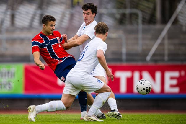 260608 Henrik Skogvold of Norway during the under 21 international friendly football match between Norway and Finland on June 8, 2026 in Moss Photo Marius Simensen BILDBYRAN COP 238 bbeng finland football fotball fotboll international friendly norway privatlandskamp soccer träningslandskamp u21 under 21  Copyright: MARIUSxSIMENSEN BB260608BB258