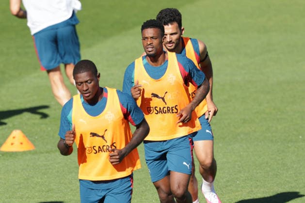Training of the Portuguese national football team in the football city of Oeiras Portugal, June 8, 2026, in Alges, Portugal Nuno Mendes Portugal ,25 , Nelson Semedo Portugal ,2 , Goncalo Ramos Portugal ,9 Copyright: HMBxMedia FernandoxSoares