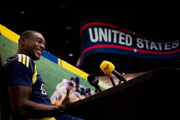 260608 Ken Sema of the Swedish men s national football team in the mixed zone after a training session during day -4 of the FIFA World Cup, WM, Weltmeisterschaft, Fussball 2026 on June 8, 2026 in Dallas. Photo: Petter Arvidson BILDBYRAN kod PA PA1224 fotboll football soccer fotball vm fotbolls-vm fotball-vm fotbolls-vm 2026 fifa world cup 2026 mixed zone sverige sweden sverige a day -3 bbeng *** 260608 Ken Sema of the Swedish men s national football team in the mixed zone after a training session during day 4 of the FIFA World Cup 2026 on June 8, 2026 in Dallas Photo Petter Arvidson BILDBYRAN kod PA PA1224 fotboll football soccer fotball vm fotbolls vm fotball vm fotbolls vm 2026 fifa world cup 2026 mixed zone sverige sweden sverige a day 3 bbeng  Copyright: PETTERxARVIDSON BB260608PA135