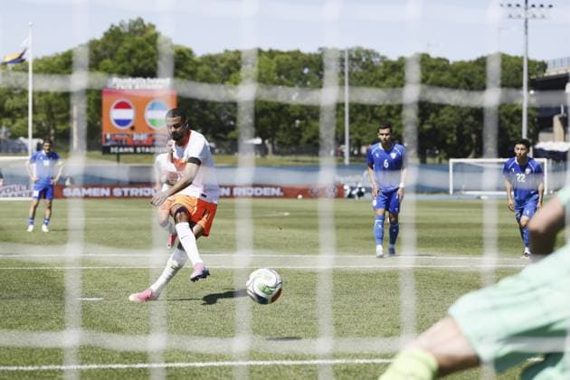 NEW YORK - Cody Gakpo of the Netherlands scores during the friendly match between the Netherlands and Uzbekistan at Icahn Stadium on June 8, 2026, in New York, United States. The Dutch national team, Nationalteam is preparing for the World Cup. KOEN VAN WEEL ANP International Friendly, Länderspiel, Nationalmannschaft 2026 xVIxANPxSportx xxANPxIVx 560512456 originalFilename: 560512456.jpg