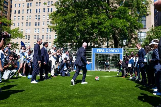 New York, NY June 8 Governor Hochul and Mayor Mamdani make a World Cup FIFA announcement of a free watch party in Central Park for the FIFA World Cup 2026 Final on Sunday, July 19 With FIFA President Gianni Infantino, George Weah on June 8, 20267 Credit AdMedia FIFA 2026 Press Conference  - ZUMAa123 20260608_zaa_a123_274 Copyright: xCamaraxPorterx