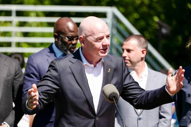 New York, NY June 8 Governor Hochul and Mayor Mamdani make a World Cup FIFA announcement of a free watch party in Central Park for the FIFA World Cup 2026 Final on Sunday, July 19 With FIFA President Gianni Infantino, George Weah on June 8, 20267 Credit AdMedia FIFA 2026 Press Conference  - ZUMAa123 20260608_zaa_a123_285 Copyright: xCamaraxPorterx