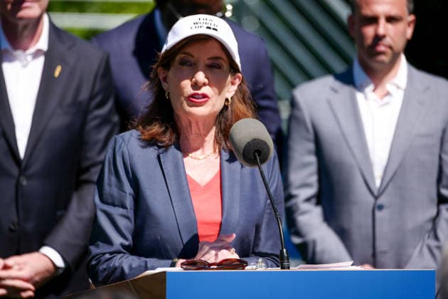 New York, NY June 8 Governor Hochul and Mayor Mamdani make a World Cup FIFA announcement of a free watch party in Central Park for the FIFA World Cup 2026 Final on Sunday, July 19 With FIFA President Gianni Infantino, George Weah on June 8, 20267 Credit AdMedia FIFA 2026 Press Conference  - ZUMAa123 20260608_zaa_a123_288 Copyright: xCamaraxPorterx