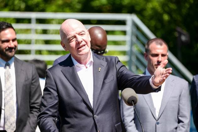 New York, NY June 8 Governor Hochul and Mayor Mamdani make a World Cup FIFA announcement of a free watch party in Central Park for the FIFA World Cup 2026 Final on Sunday, July 19 With FIFA President Gianni Infantino, George Weah on June 8, 20267 Credit AdMedia FIFA 2026 Press Conference  - ZUMAa123 20260608_zaa_a123_292 Copyright: xCamaraxPorterx