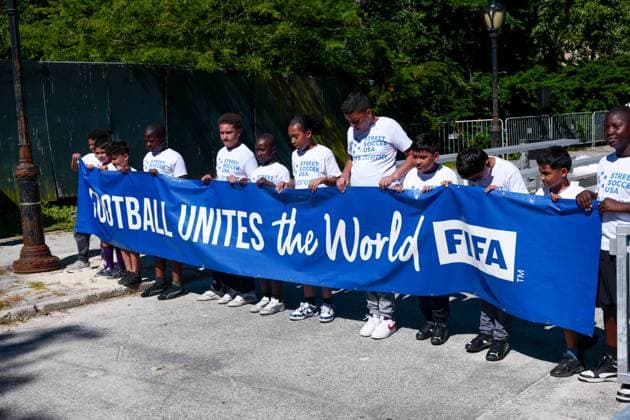 New York, NY June 8 Governor Hochul and Mayor Mamdani make a World Cup FIFA announcement of a free watch party in Central Park for the FIFA World Cup 2026 Final on Sunday, July 19 With FIFA President Gianni Infantino, George Weah on June 8, 20267 Credit AdMedia FIFA 2026 Press Conference  - ZUMAa123 20260608_zaa_a123_304 Copyright: xCamaraxPorterx
