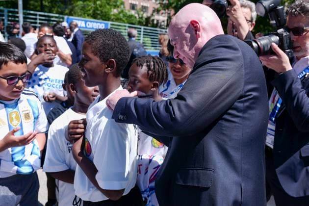 New York, NY June 8 Governor Hochul and Mayor Mamdani make a World Cup FIFA announcement of a free watch party in Central Park for the FIFA World Cup 2026 Final on Sunday, July 19 With FIFA President Gianni Infantino, George Weah on June 8, 20267 Credit AdMedia FIFA 2026 Press Conference  - ZUMAa123 20260608_zaa_a123_317 Copyright: xCamaraxPorterx
