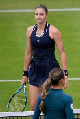 HSBC Championships - Day One Karolina Pliskova of the Czech Republic in action during her Round of 32 match at The HSBC Championships 2026 women s tennis tournament at The Queen s Club in London, England, on June 8, 2026. London United Kingdom  Copyright: xOwenxHammondx originalFilename:hammond-thehsbcc260608_npm0t.jpg