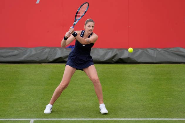 HSBC Championships - Day One Karolina Pliskova of the Czech Republic in action during her Round of 32 match at The HSBC Championships 2026 Women s tennis tournament at The Queen s Club in London, England, on June 8, 2026. London United Kingdom  Copyright: xOwenxHammondx originalFilename:hammond-thehsbcc260608_npFkf.jpg