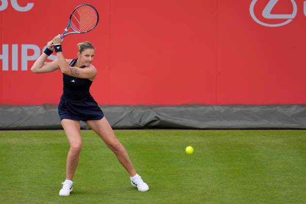 HSBC Championships - Day One Karolina Pliskova of the Czech Republic in action during her Round of 32 match at The HSBC Championships 2026 Women s tennis tournament at The Queen s Club in London, England, on June 8, 2026. London United Kingdom  Copyright: xOwenxHammondx originalFilename:hammond-thehsbcc260608_npBQ2.jpg
