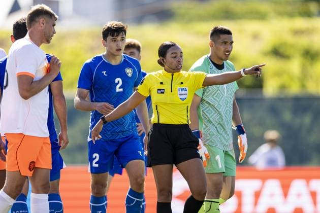 NEW YORK - Referee Alyssa Pennington after the friendly match between the Netherlands and Uzbekistan at Icahn Stadium on June 8, 2026, in New York, United States. The Dutch national team, Nationalteam is preparing for the World Cup. ROBIN VAN LONKHUIJSEN ANP International Friendly, Länderspiel, Nationalmannschaft 2026 xVIxANPxSportx xxANPxIVx 560519900 originalFilename: 560519900.jpg