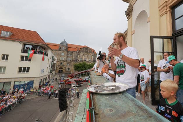 08 06 2026, xtgx, Handball, Daikin HBL, Reception of the German champion SC Magdeburg in the town hall v l Matthias Musche Magdeburg, 6 Magdeburg