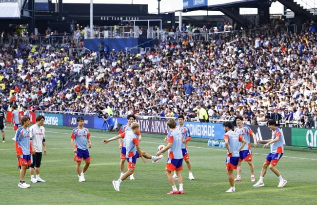 Football: Japan team trains for World Cup Japan men s national football team members train at the team s World Cup base camp site in Nashville, Tennessee, on June 8, 2026.  A14AA0005618107P