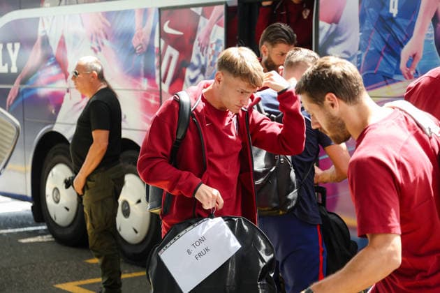 The Croatian national football team leaves for America for the World Cup Toni Fruk, Duje Caleta Car, Nikola Vlasic seen during the departure of the Croatian national football team to America for the World Cup, in Zagreb, Croatia, on June 09 2026.  MatijaxHabljak PIXSELL
