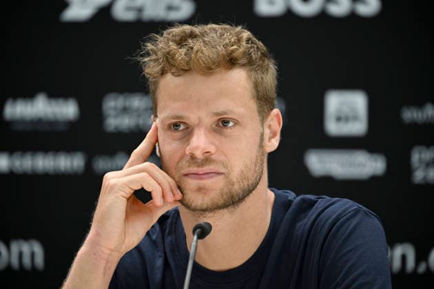 Press conference PK Yannick Hanfmann GER Portrait Gesture Gesture Thoughtful Tennis Men BOSS Open ATP 250 Stuttgart 2026 Weissenhof BOSS Open ATP 250 Stuttgart 2026