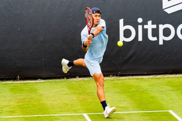 Stuttgart, GERMANY - June 09: Sho Shimabukuro (JPN) during the Singles Match between Quentin Halys (FRA) vs. Sho Shimabukuro (JPN) at BOSS OPEN 2026, Tennisanlage Weissenhof on June 09, 2026 in Stuttgart, Germany. Baden-Württemberg Germany Copyright: xTimoxSteinx