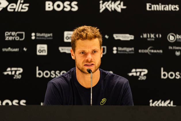 Stuttgart, GERMANY - June 09: Yannik Hanfmann (GER) in the press conferenz after his win the Singles Match between Yannik Hanfmann (GER) vs. Aleksandar Kovacevic (USA) at BOSS OPEN 2026, Tennisanlage Weissenhof on June 09, 2026 in Stuttgart, Germany. Baden-Württemberg Germany Copyright: xTimoxSteinx