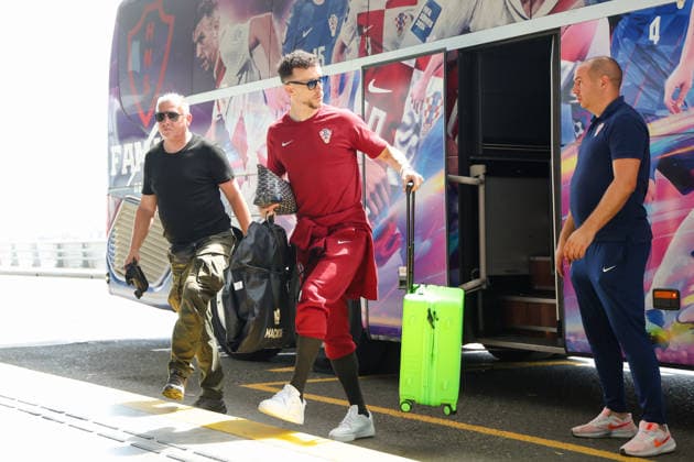 (260609) -- ZAGREB, June 9, 2026 -- Ivan Perisic (C) is seen during the departure of the Croatian national football team to America for the FIFA World Cup, WM, Weltmeisterschaft, Fussball 2026, in Zagreb, Croatia, on June 9, 2026. ( PIXSELL via Xinhua) (SP)CROATIA-ZAGREB-FOOTBALL-WORLD CUP-DEPARTURE MatijaxHabljak 