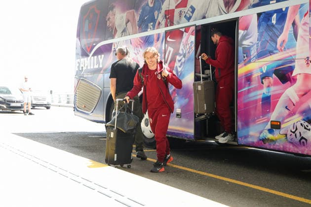 (260609) -- ZAGREB, June 9, 2026 -- Luka Modric (C) is seen during the departure of the Croatian national football team to America for the FIFA World Cup, WM, Weltmeisterschaft, Fussball 2026, in Zagreb, Croatia, on June 9, 2026. ( PIXSELL via Xinhua) (SP)CROATIA-ZAGREB-FOOTBALL-WORLD CUP-DEPARTURE MatijaxHabljak 