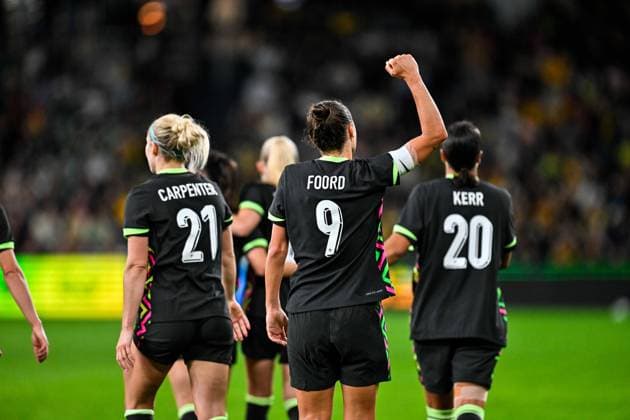 SYDNEY, AUSTRALIA - June 9: Caitlin Foord (9 Australia) scores during the Sydney June FIFA International Window Australia v Mexico on June 9, 2026 in Sydney, Australia. Western Sydney Stadium (Photo by Keith McInnes Sports Press Photo Getty Images)  Copyright: xSportsxPressxPhotox Sportspressphoto_SPR163950