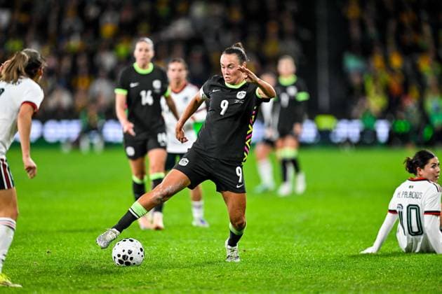 SYDNEY, AUSTRALIA - June 9: Caitlin Foord (9 Australia) during the Sydney June FIFA International Window Australia v Mexico on June 9, 2026 in Sydney, Australia. Western Sydney Stadium (Photo by Keith McInnes Sports Press Photo Getty Images)  Copyright: xSportsxPressxPhotox Sportspressphoto_SPR163960
