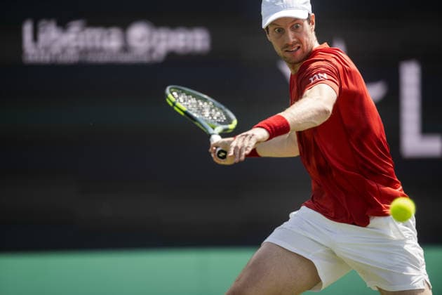 S-HERTOGENBOSCH, NETHERLANDS - JUNE 09: Botic van de Zandschulp of the Netherlands plays a forehand shot back to Tallon Griekspoor of the Netherlands during their ATP, Tennis Herren Singles First Round match at the LibÃ ma Open on June 9, 2026 at Autotron s-Hertogenbosch in s-Hertogenbosch, Netherlands. Credit: Andy Astfalck NurPhoto Netherlands Copyright: xAndyxAstfalckx