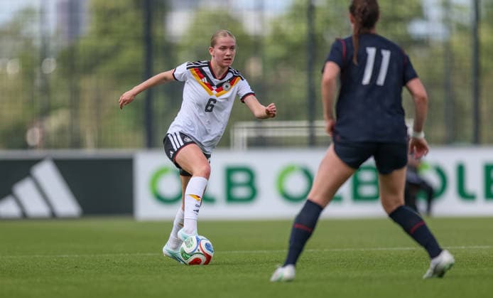 GER, Frankfurt, Germany U19 vs USA U19 friendly match, Football, DFB, 2025 2026 season, DFB Campus, second match in picture Marie Gmeineder Germany U19 Women 6 DFB DFL REGULATIONS PROHIBIT ANY USE OF PHOTOGRAPHS AS IMAGE SEQUENCES AND OR QUASI VIDEO, 09 06 2026 Copyright: HMBxMedia HendrikxHamelau