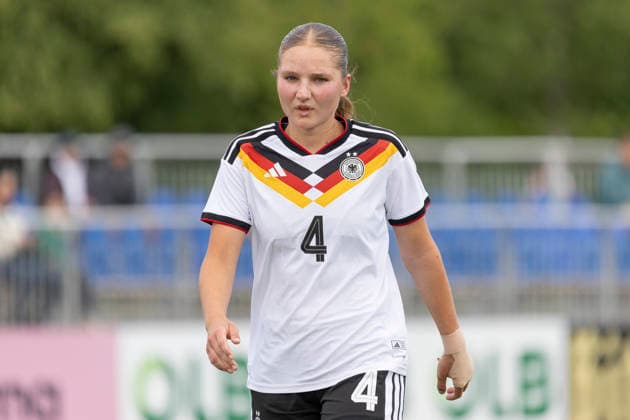 U19 Womens Test Match Germany USA, 09 06 2026 Lina Szaraz Germany U19 4 scored the decisive goal to make it 1 0, free pose, portrait portrait, Germany USA, Rodgau, Maingau Energie Stadion Am Weichsee , 9 6 2026 Copyright: xBEAUTIFULxSPORTS Gawlikx