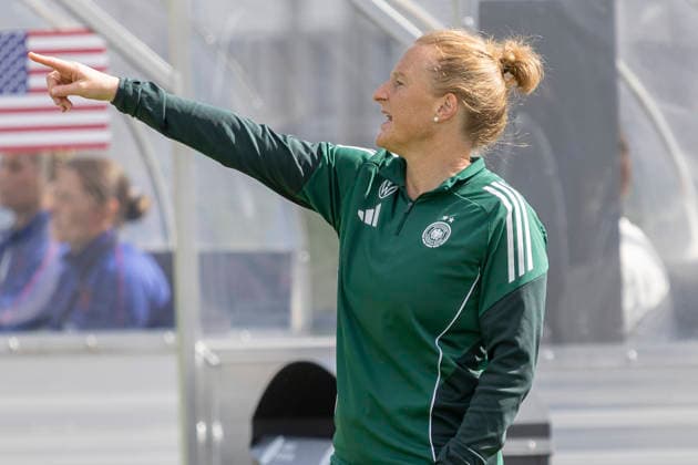 U19 Womens Test Match Germany USA, 09 06 2026 Melanie Behringer Coach Germany U19 , Cropped image, Portrait Portrait, Germany USA, Rodgau, Maingau Energie Stadion Am Weichsee , 9 6 2026 Copyright: xBEAUTIFULxSPORTS Gawlikx