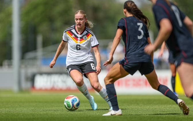 GER, Frankfurt, Germany U19 vs USA U19 friendly match, Football, DFB, 2025 2026 season, DFB Campus, second match in picture Marie Gmeineder Germany U19 Women 6 DFB DFL REGULATIONS PROHIBIT ANY USE OF PHOTOGRAPHS AS IMAGE SEQUENCES AND OR QUASI VIDEO, 09 06 2026 Copyright: HMBxMedia HendrikxHamelau