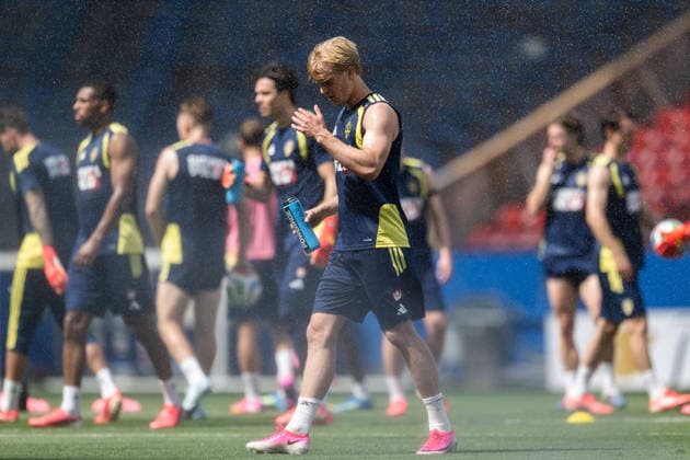 260609 Lucas Bergvall of the Swedish national football team at a training session during day 2 of the FIFA World Cup 2026 on June 9, 2026 in Dallas Photo Petter Arvidson BILDBYRAN kod PA PA1225 fotboll football soccer fotball vm fotbolls vm fotball vm fotbolls vm 2026 fifa world cup 2026 träning practice training sverige sweden sverige a day 2 bbeng  Copyright: PETTERxARVIDSON BB260609PA067