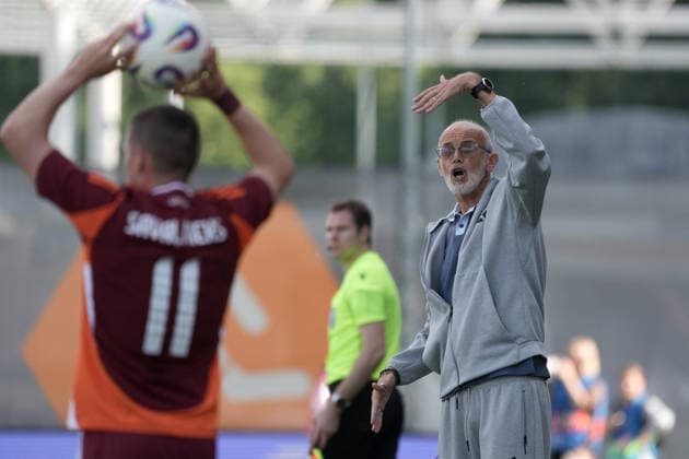 Latvia Faroe Islands Soccer, RÄ«ga, Latvia, 09.06.2026 Head coach Paolo Nicolato of Latvia reacts during Baltic Cup game between Latvia and Faroe Islands national teams In Riga, Latvia, 09.06.2026. Photo: Roman Koksarov (RKF) RÄ«ga Latvia Copyright: xRomanxKoksarovx DSC00449.JPG