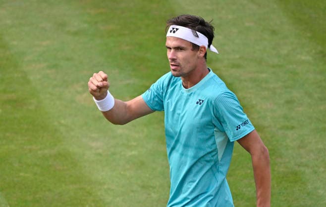 Daniel Altmaier GER gesture gesture jubilation, joy, emotion, emotional, cheers, lucky, happy, tennis men BOSS Open ATP 250 Stuttgart 2026 Weissenhof BOSS Open ATP 250 Stuttgart 2026