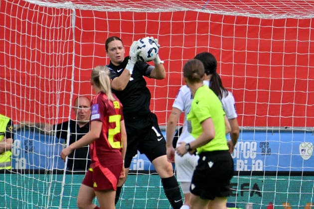 LJUBLJANA, SLOVENIA - JUNE 09: Zala Mersnik of Slovenia (C) in action during the UEFA Women’s European Qualifiers for 2027 World Cup match between Slovenia and Germany at Stadium Stozice, Ljubljana on June 09, 2026 in Ljubljana, Slovenia. (Photo by Igor Kupljenik Sports Press Photo).  Copyright: xIgorxKupljenikx xSPPx Sportspressphoto_SPR164000