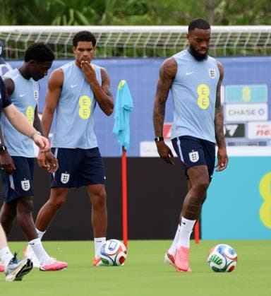 Jarell Quansah and Ivan Toney during a training session England Team Training, 2026 FIFA World Cup, WM, Weltmeisterschaft, Fussball Football, Palm Beach Gardens, Palm Beach, Florida, USA - 09 Jun 2026Florida Florida Blue Training Centre United States of America EDITORIAL USE ONLY No use with unauthorised audio, video, data, fixture lists, club league logos or live services. Online in-match use limited to 120 images, no video emulation. No use in betting, games or single club league player publications. Copyright: xChrisxArjoon Shutterstockx 16918901ah