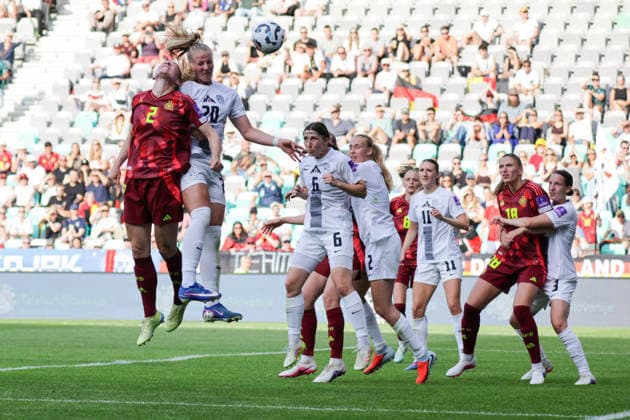09 06 2026, xgrfx, football world cup qualification women, Slovenia Germany v l goal, Sarai Linder German womens national team own goal Lara Prasnikar Slovenia to 0 1 DFL DFB REGULATIONS PROHIBIT ANY USE OF PHOTOGRAPHS as IMAGE SEQUENCES and or QUASI VIDEO Ljubljana
