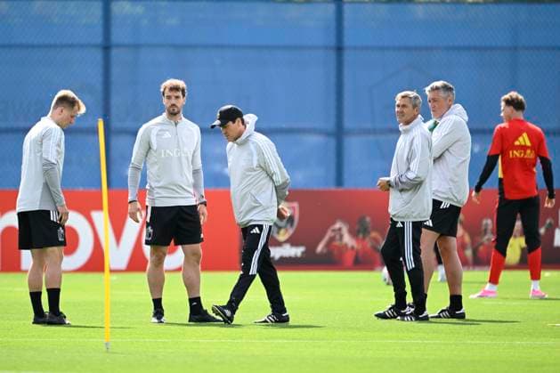 Belgian national football team - FIFA World Cup, WM, Weltmeisterschaft, Fussball 2026 - media activities 09 06 2026 RENTON, UNITED STATES OF AMERICA - JUNE 09 : Jaspers Charles physical coach of Belgian Team, Gielen Bram physical coach of Belgian Team, Garcia Rudi head coach of Belgium and staff pictured during a training session of the Belgian national football team during the FIFA World Cup 2026 on June 9, 2026 in Renton, United States of America, 09 06 2026 Renton United States of America  Copyright: xNicoxVereeckenx