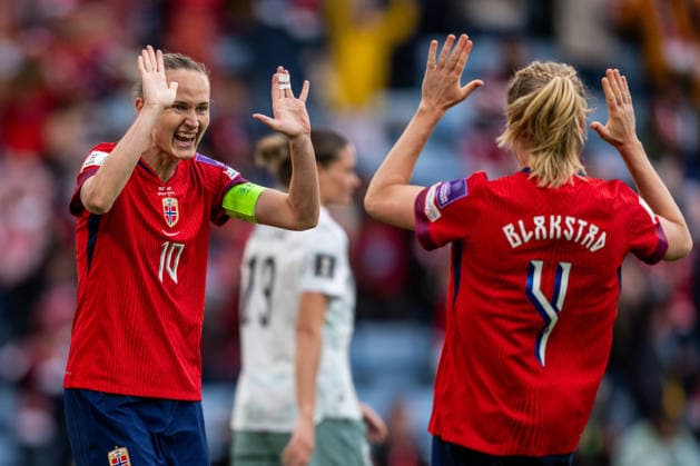 260609 Caroline Graham Hansen of Norway celebrates 2 0 during the FIFA Women s World Cup Qualifier football match between Norway and Austria on June 9, 2026 in Oslo Photo Marius Simensen BILDBYRAN COP 238 MM0070 bbeng fotball soccer football fotboll fifa world cup qualifiers vm kvalifisering kvinner vm kvalik landskamp dam norge norway austria osterrike  Copyright: MARIUSxSIMENSEN BB260609BB492