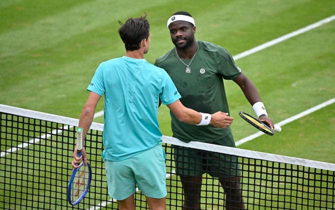 after the end of the match Daniel Altmaier GER congratulates Frances Tiafoe USA on winning the match Tennis Men BOSS Open ATP 250 Stuttgart 2026 Weissenhof BOSS Open ATP 250 Stuttgart 2026